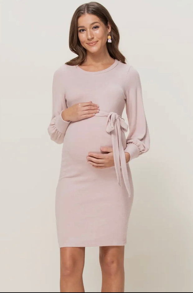 Fitted Ribbed Maternity to Postpartum Dress in Sage